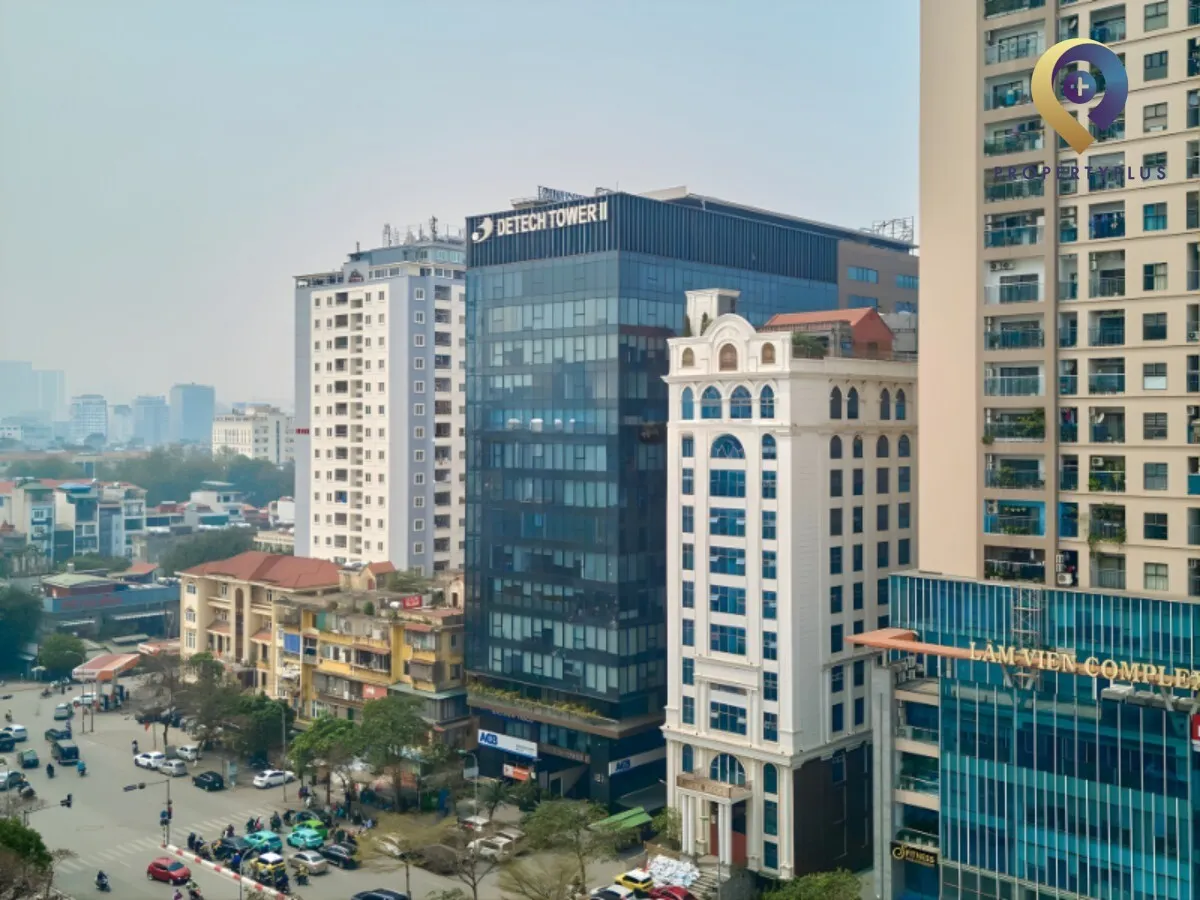 Toàn cảnh tòa nhà Detech Tower 2 nhìn từ trên cao tại quận Cầu Giấy, Hà Nội